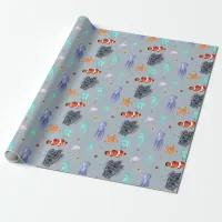 Cute Watercolor Ocean Animals Sea Life  Wrapping Paper