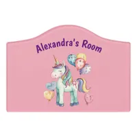 Cute Colorful Watercolor Unicorn Door Sign