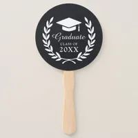 Sleek Black Personalized Graduation Photo Emblem Hand Fan