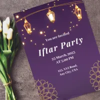 Purple White and Gold Modern Iftar Party Invitation