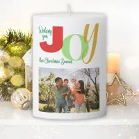 Christmas Joy Family Photo Pillar Candle