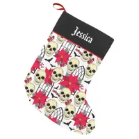 Gothic Skulls and Flowers Patterned Small Christmas Stocking