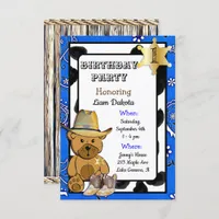 Lil' Sheriff Teddy Bear Cowboy Birthday Invitation