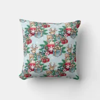 Wrapped Presents Winter Christmas Theme Deer Throw Pillow