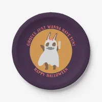 Ghouls Just Wanna Have Fun Cute Bunny Ghost Paper Plates