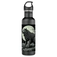 Vintage Werewolf in front of the Full Moon Stainless Steel Water Bottle