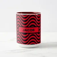 Red & Black Wavy Pattern SVG Custom Name, ZEA Two-Tone Coffee Mug