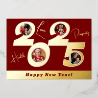 2025 real gold foil 4 pictures happy new year foil holiday card