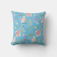 Watercolor Floral Doodle Throw Pillow