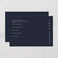 Simple Elegant Minimal Modern Navy Wedding   Enclosure Card