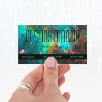 Aqua and Black Celestial Metaphysical Business Card