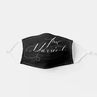 White on Black 'Just Married' Newlyweds Facemask Adult Cloth Face Mask