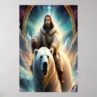 (AI Generated ) Jesus on a polar bear  Poster