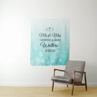 Personalized Teal  Wedding Banner Tapestry