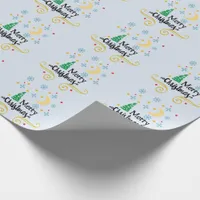 Stars, Moon, Snowflakes, and Merry Christmas, ZSSG Wrapping Paper