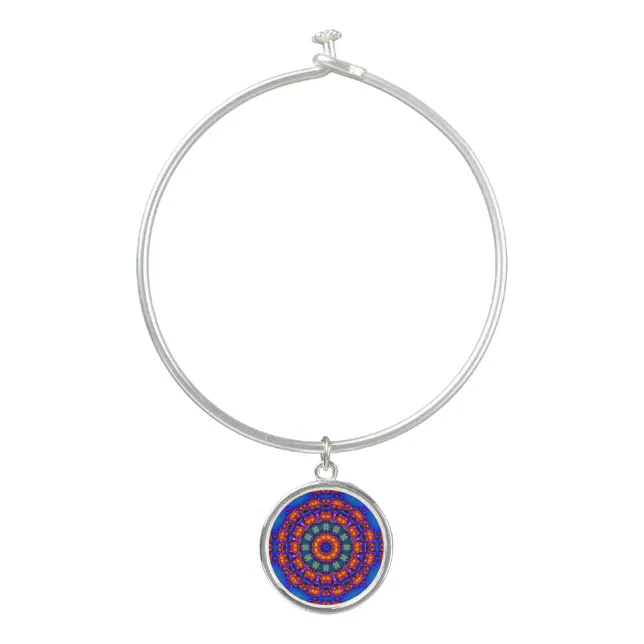 Bright blue kaleidoscope  bangle bracelet