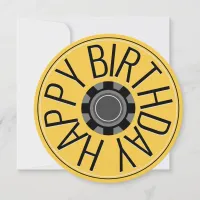 Yellow Wheel Steampunk Happy Birthday Greeting Holiday Card