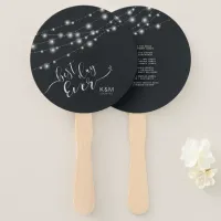 Modern String Lights Wedding Party B&W ID585 Hand Fan