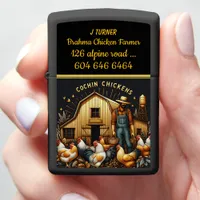 Cochin Chicken Farmer Tending to His Vibrant Flock Zippo Lighter