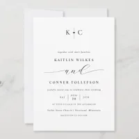 Minimalist Simple Romantic Black and White Wedding Invitation