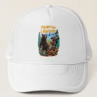 Encounter in the woods bear hunting funny trucker hat