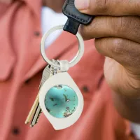 Turquoise Gemstone Image Swirl Green Blue Keychain