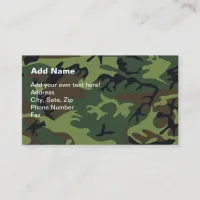 Military Green Camouflage Business Card