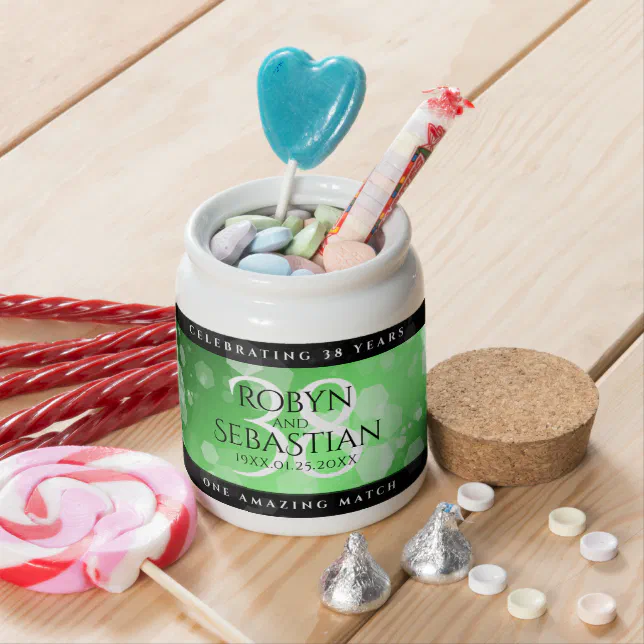 Elegant 38th Emerald Wedding Anniversary Candy Jar