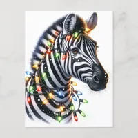 Adorable Merry Christmas Zebra Postcard