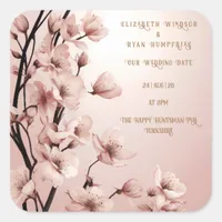 Blossoms of Love" Wedding Invitation Collection Square Sticker