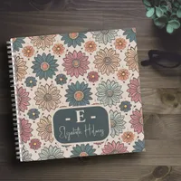 Vintage floral pattern monogram name notebook