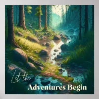 Camping Hiking Trail in Woods | Digital Art Poster