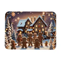 Gingerbread house and cute gingerbread family  magnet