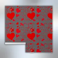 Simple Red Hearts Romantic Love On Charcoal | Wallpaper