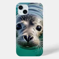 Cute Seal Sticking Head out of Water  iPhone 15 Plus Case