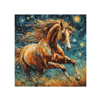 Galloping Sorrel in the Starry Night Wood Wall Art