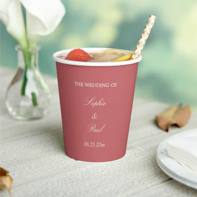 Elegant Dusty Rose Pink Wedding Paper Cups