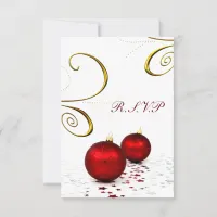 red ornament winter wedding rsvp standard 3.5 x 5