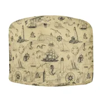 Vintage Coastal Nautical Décor Sailing Ships Pouf