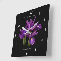 Elegant Dutch Iris Purple Sensation Flower Square Wall Clock