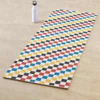 Primary Colors with Black and White Checkerboard Yoga Mat