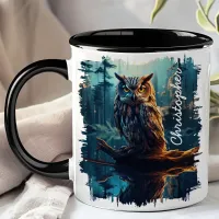 Owl in Moonlit Forest Reflection Mug