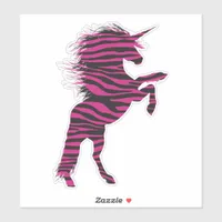 Pink and Black Zebra Print Unicorn Sticker