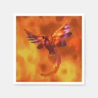 Colorful Phoenix Flying Against a Fiery Background Paper Napkins