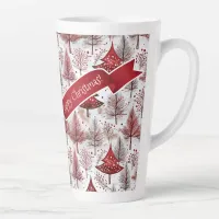 Red White Christmas Tree Pattern#4 ID1009 Latte Mug