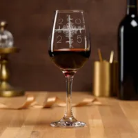 City symmetry - new year 2025 etched wine glass