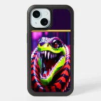 Cobra snake withlime green lips and pink eye brow iPhone 15 case