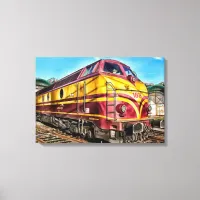 Locomotive Steam Engine Train Shower Canvas Art