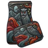 Intricate Owl Design Showcases Artistry in Nature Car Floor Mat