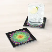 Psychedelic Zen Mandala Abstract Art Glass Coaster